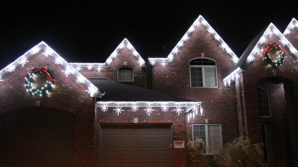 Holiday lighting installation in Omaha